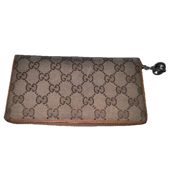 Gucci Beige Brown Logo Zip-Around Wallet - Picture 2 of 12